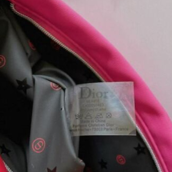 Christian Dior Red/Pink CD logo Makeup Pouch Bag Clutch - Picture 7 of 7